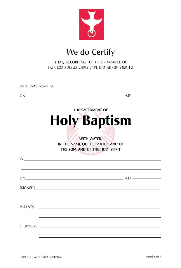 Cover image for Baptism Certificate #110R, isbn: 9781640654921