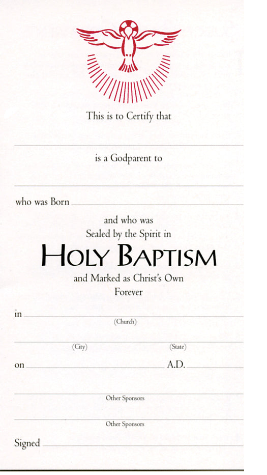 Cover image for Godparent's Certificate #500, isbn: 9781640654969