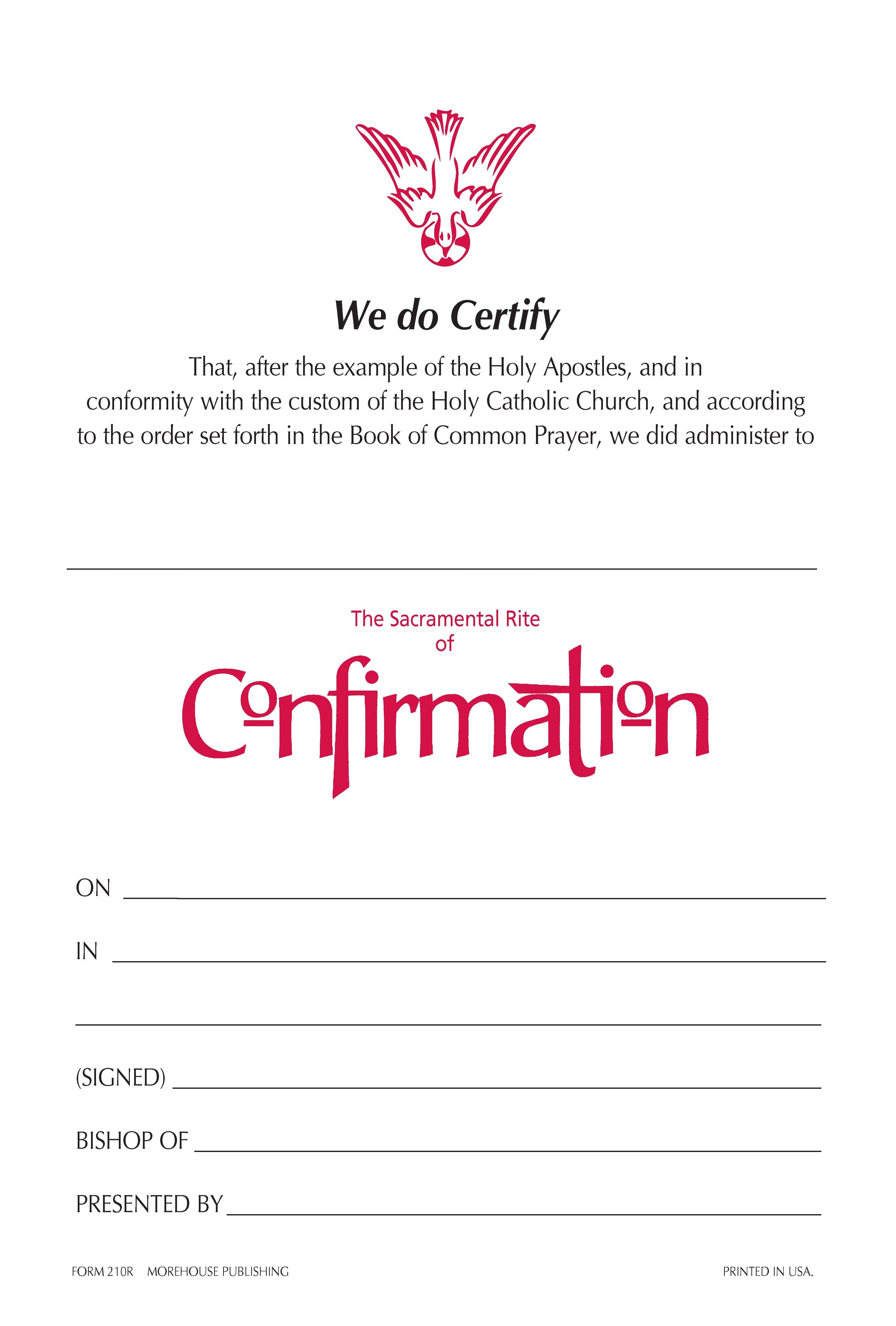 Cover image for Confirmation Certificate #210R, isbn: 9781640655485