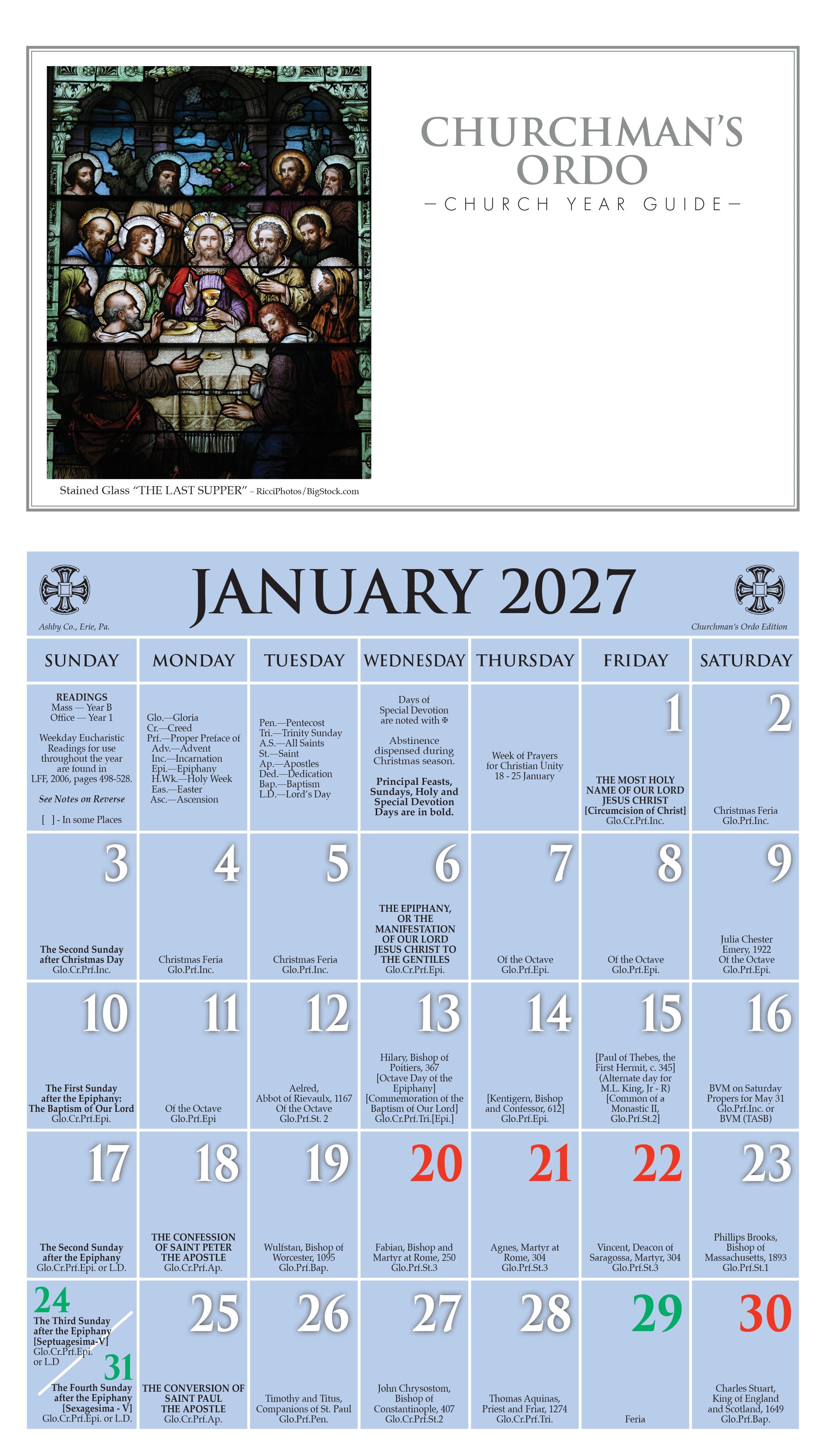 Cover image for 2027 Churchman's Ordo Kalendar, isbn: 9781640658738