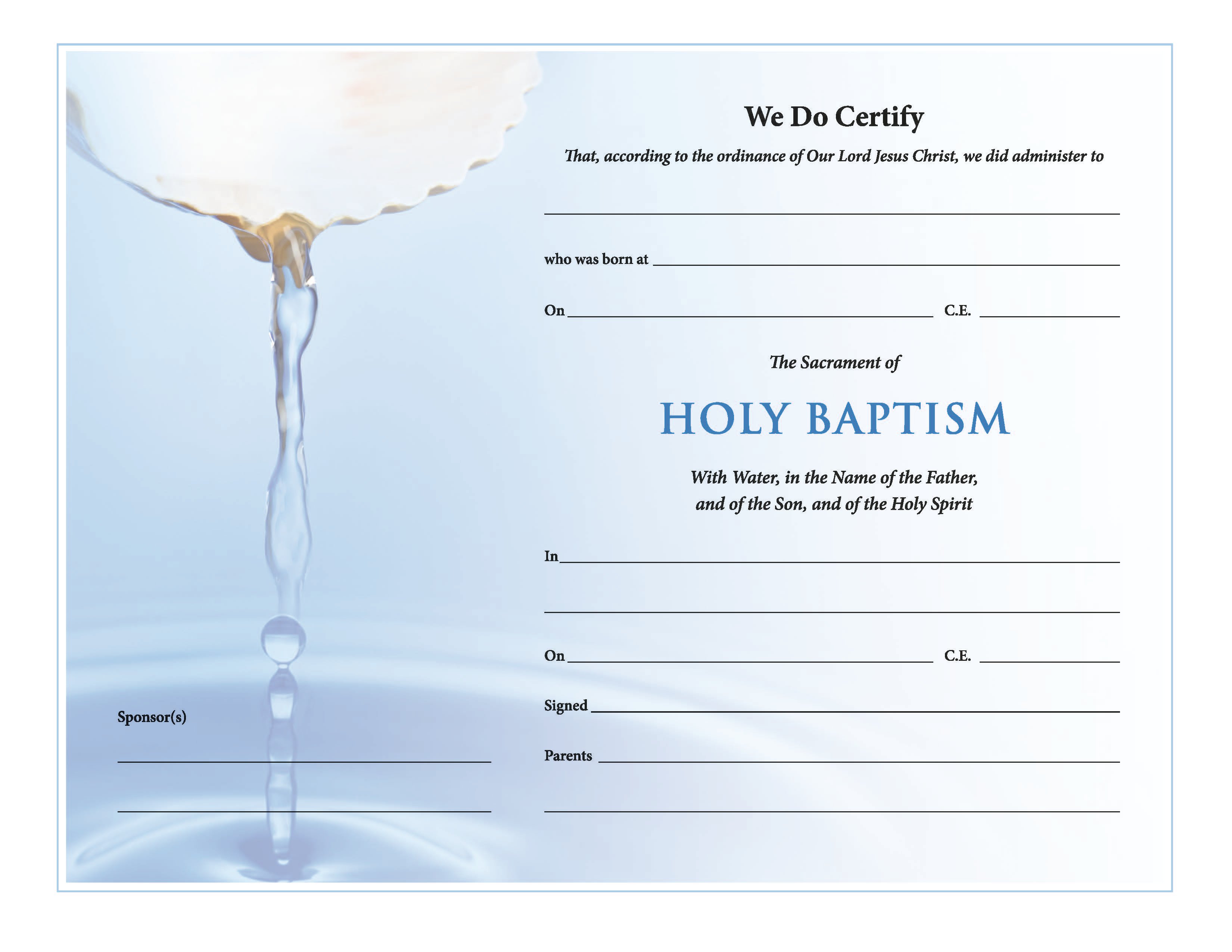 water baptism certificate template