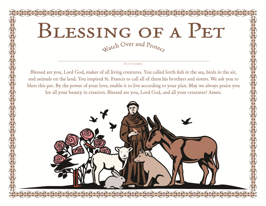 Blessing Of The Animals Certificate Template, This free downloadable