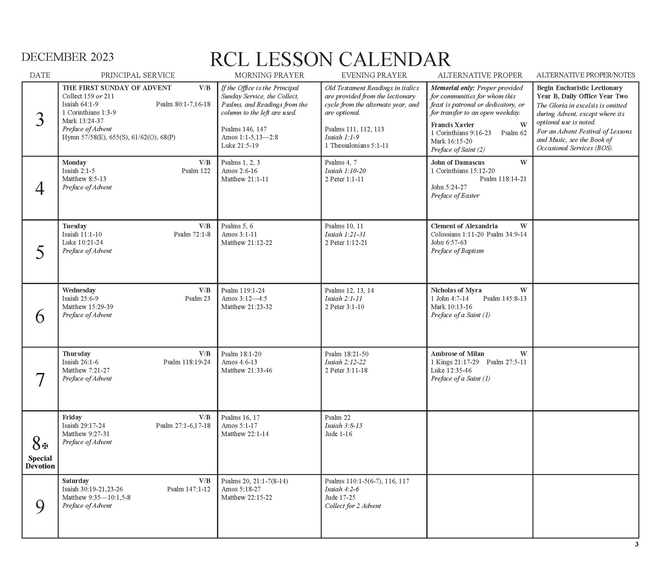 ChurchPublishing 2024 Episcopal Church Revised Common Lectionary Lesson Calendar